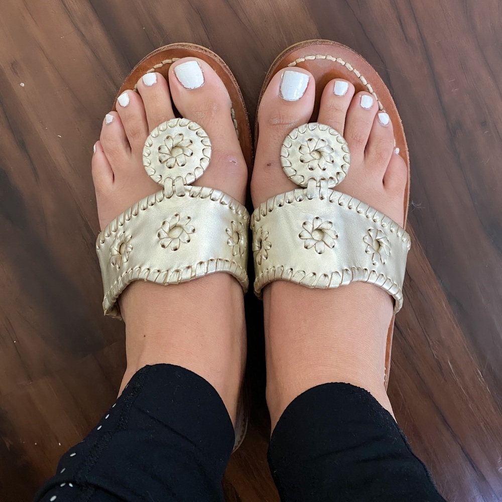 JACK ROGERS PLATINUM SANDALS